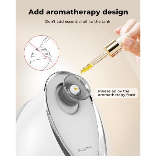 Kingsmile Facial Steamer for Face, 3 in 1 Face Steamer for Facial Deep Cleaning, Compact Nano Steamer - Aromatherapy, Adjustable Nozzle Warm Steam for Home SPA, Face Steamer for Sinuses with Hairband