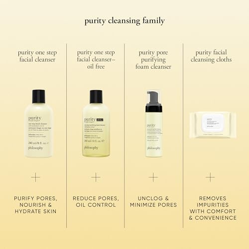philosophy purity made simple one-step facial cleansing cloths - easily removes makeup, dirt & oil on the go - skin is left clean and comfortable with no rinsing needed