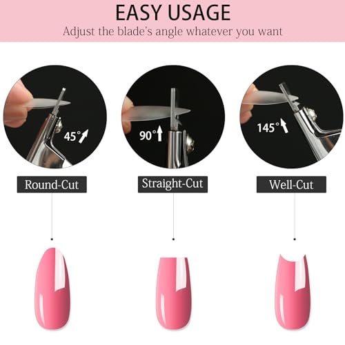 Acrylic Nail Clipper with Magnets,Nail Clippers Acrylic Nail Cutter,Nail Cutter for Nail Tips with 10PCS Sizer Magnets,Manicure Tool for Salon or Home Nail Art(Pink)