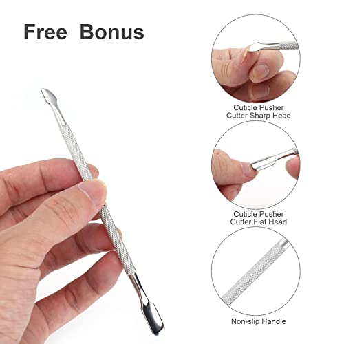 Metal Nail Cuticle Trimmer with Cuticle Pusher and Cutter, 2 PCS Professional Cuticle Remover Tool Kit, Cuticle Cutter Set, Cuticle Nippers, Cuticle Clippers for Women, Manicure Pedicure Tool