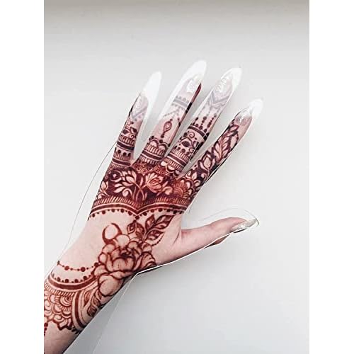 Reusable Henna Hand Acrylic Plastic Template for Homemade Henna, Mehendi Heena Beginner Kit Drawing Body Art Hena Temporary Tattoo Practice Mendi, CLEAR
