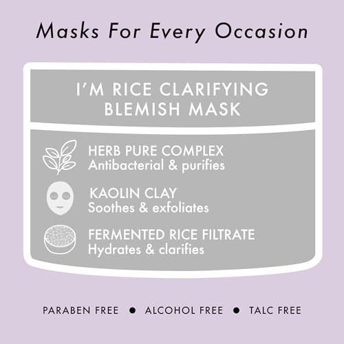 TONYMOLY I'm Rice Clarifying Skincare Set ? 3-Step Face Care for Clear, Hydrated Skin ? Includes Enzyme Powder Cleanser, Blemish Mask & Nourishing Sheet Masks ? Gentle Exfoliation & Oil Control