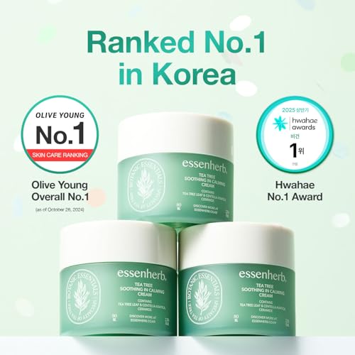 Tea Tree Soothing In Calming Cream | Tea Tree Moisturizer | Calming Cream for Dry, Sensitive, All Skin Types, Korean Skincare (2.70oz * 2Pack)