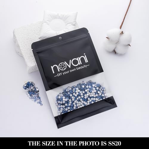 Novani 3000 Pieces Flatback Rhinestones Glass Round Gems Blue Opal Crystals for Nail Art DIY Crafts Clothes Shoes,SS20,4.6-4.8mm
