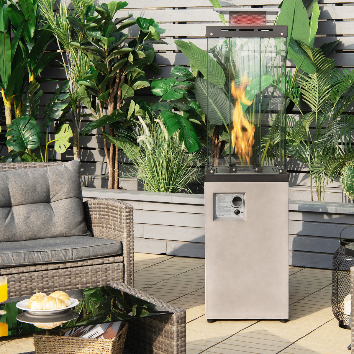 41,000 BTU Propane Patio Heater with Metal Hood - Gray, 13ft