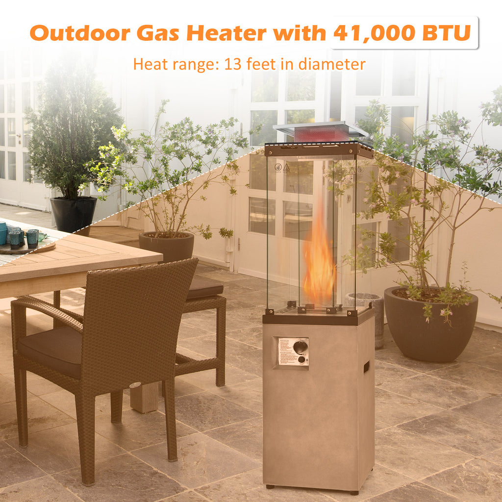 41,000 BTU Propane Patio Heater with Metal Hood - Gray, 13ft
