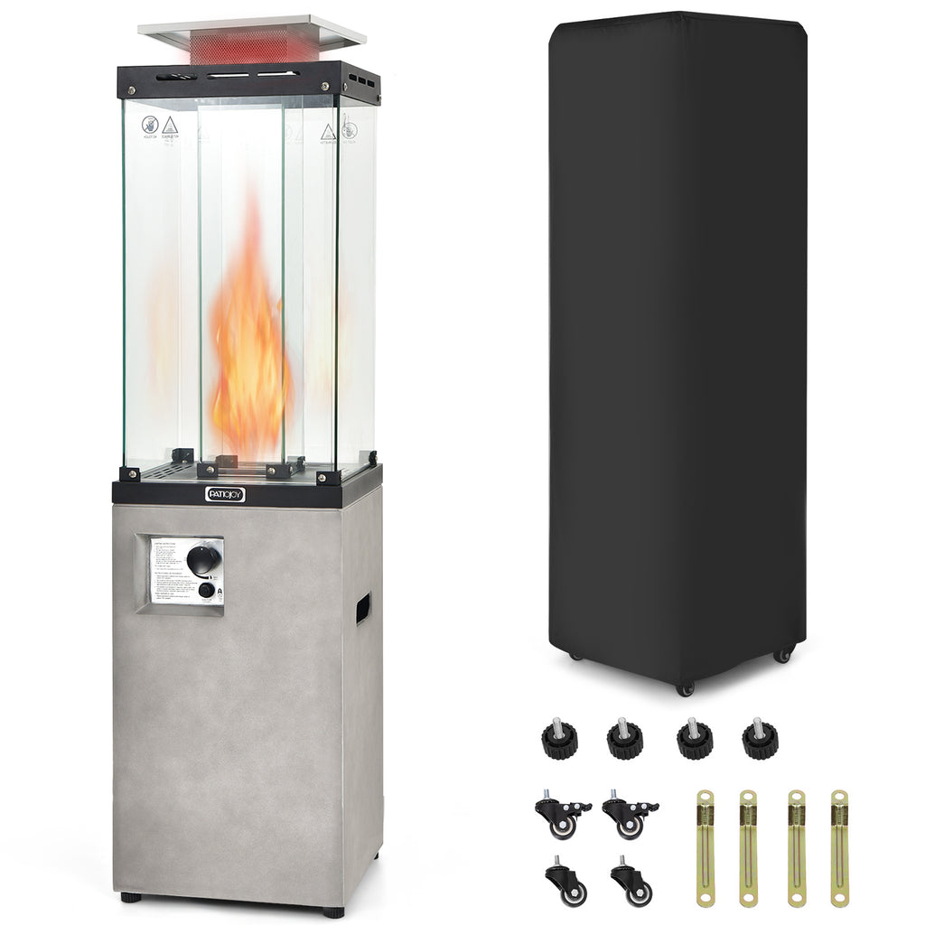 41,000 BTU Propane Patio Heater with Metal Hood - Gray, 13ft