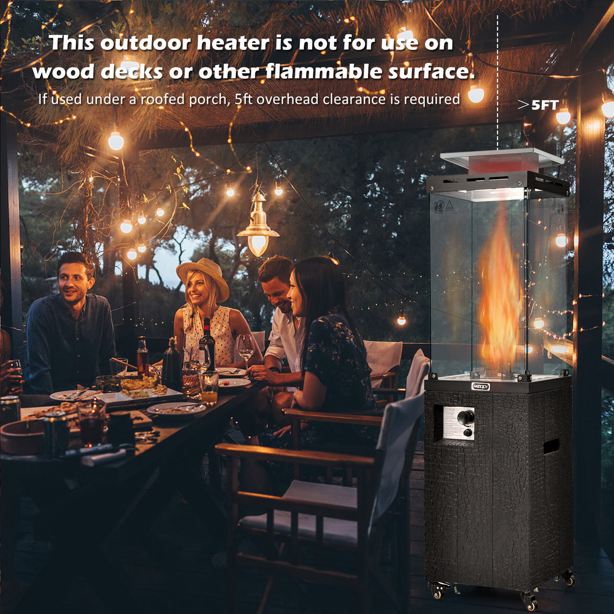 41,000 BTU Propane Patio Heater with Metal Hood