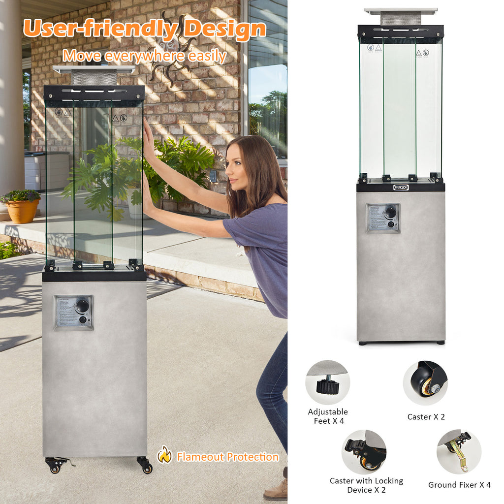 41,000 BTU Propane Patio Heater with Metal Hood - Gray, 13ft