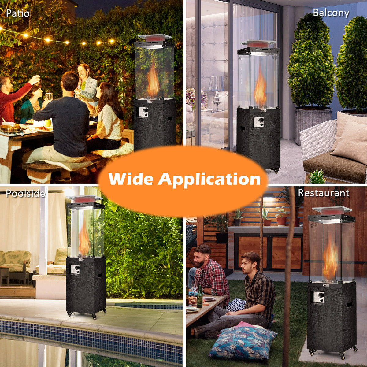 41,000 BTU Propane Patio Heater with Metal Hood