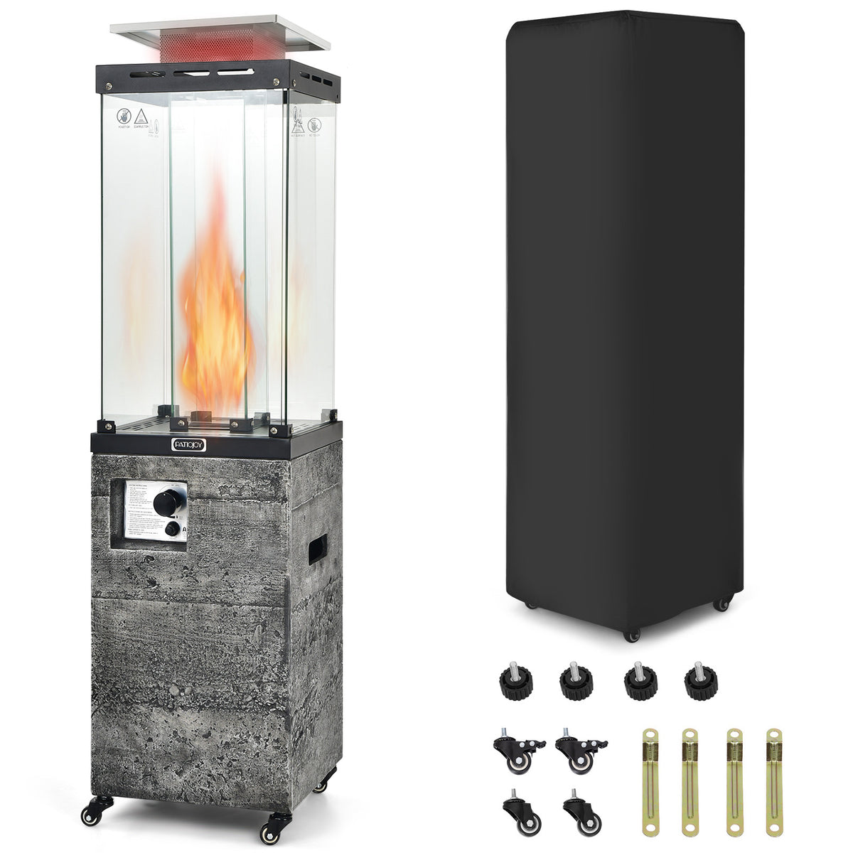 40000 BTU Patio Heater Outdoor Propane Gas with Cover and Wheels