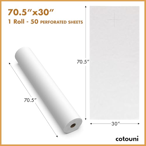 70.5" x 30" Sheets - 1 Roll - 50 Perforated Sheets - face Hole - Non-Woven Paper Exam Table Cover - 30GSM - Disposable Massage Table Sheets - Facial/lash Bed/spa - Latex-Free Recyclable