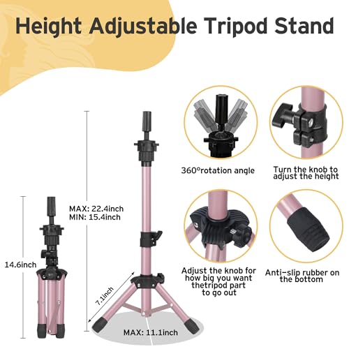 Klvied Wig Mannequin Stand with Head for Desktop,Rose Golden