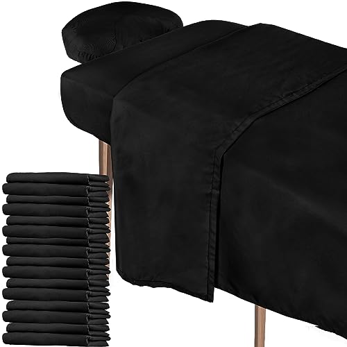 Oudain 8 Sets Soft Microfiber Massage Table Sheets Set 3 Piece Set Includes Massage Table Cover Fitted Sheet and Face Rest Cover(Black)
