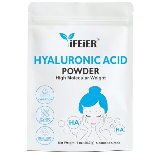 Hyaluronic Acid Powder | High Molecular Weight Hyaluronic Acid Serum Powder | 1oz(28.3g) Cosmetics Grade | Sodium Hyaluronate | LMW HMW HA ingredient to make gel for DIY Serums