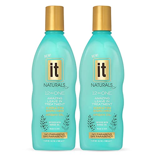 12-in-One Amazing Leave-In Hair Treatment ? 2 Pack - Infused with Keratin and Argan Oil for Silky Soft Hair and Added Shine - Conditioner Strengthens and Protects Dry & Damaged Hair - It Naturals