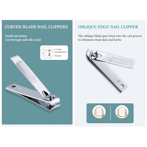 Nail Clipper Set, 6 Pcs Toenail Clippers, Stainless Steel Fingernail Clipper, and PU Leather Manicure Set, Purse Essentials Travel Nail Kit Gift Ideas