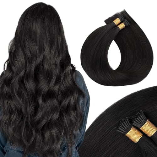 MAXITA I Tip Hair Extensions Human Hair,Natural Black 100g/50s 22 Inch, Comfortable Wear, 100% Remy Human Hair, Real Human Itip Keratin Hair Extensions