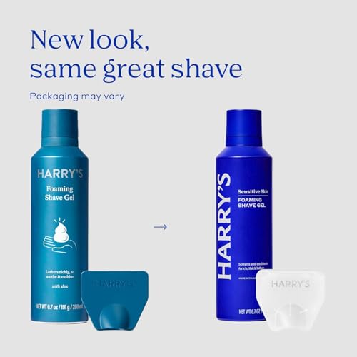 Harry's Original Shaving Kit for Men - Razor Handle, 5 Razor Blade Refills, Foaming Shave Gel, and Travel Blade Cover - German Engineered - Ember