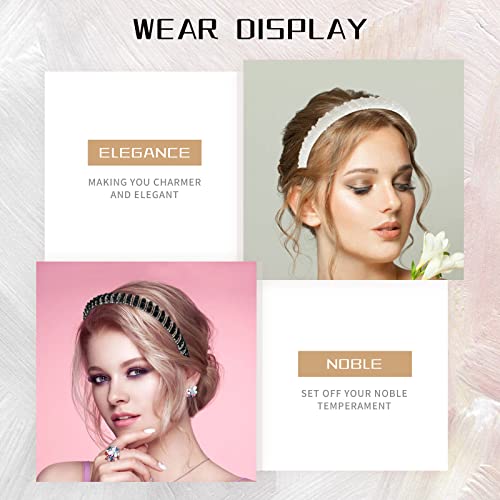 Lawie 8 Pack Baroque Hairbands Crystal Rhinestone Headband Beads Diamond Jeweled Sparkly Glitter Bling Padded Wide Headbands Cross Hair Bands Thick Hair Holder Accessories for Women Girls