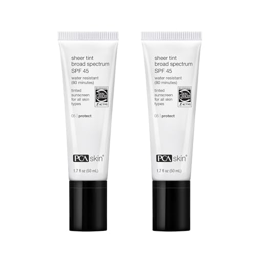 PCA SKIN Sheer Tint Broad Spectrum SPF 45 - Universally-Tinted Water-Resistant Hydrating Sunscreen for Use Alone or Under Foundation & Makeup (1.7 fl oz)