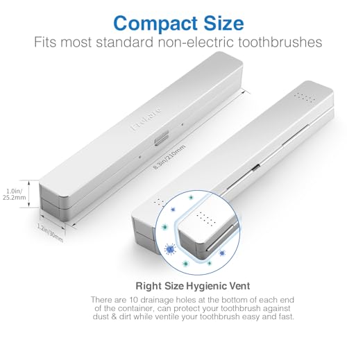 Toothbrush Travel Case Aluminum, Manual Tooth Brush Holder for Traveling, Portable Toothbrush Container for Bathroom, Camping, Business Trip, School (Silver)