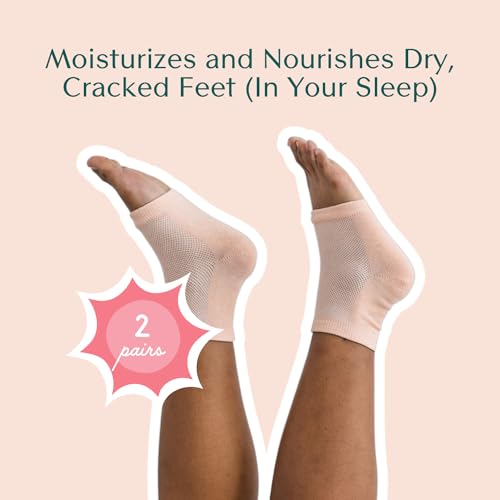 Bare August Moisturizing Heel-Repair Gel Socks ? Overnight Spa Sleep Socks for Dry, Cracked Heels & Soft Feet