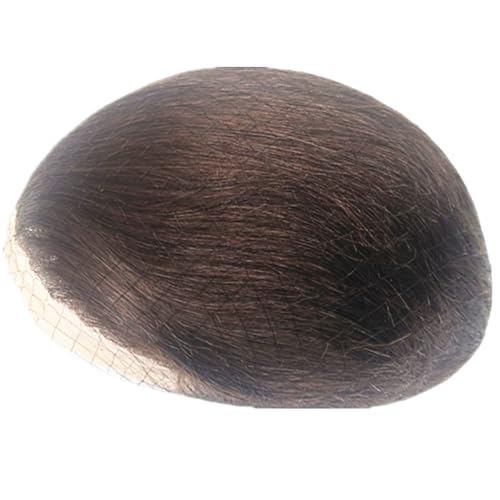 Toupee for Men NLW Human Hair Pieces for men silk straight hair replacemnt system in 10x8" base size V loop PU Thin skin 0.04mm hair prosthesis units patch for man Dark Brown color #2