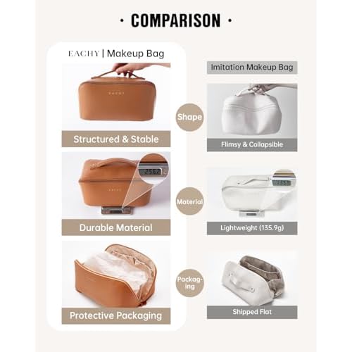 EACHY Travel Makeup Bag,Large Capacity Cosmetic Bags for Women,Waterproof Portable Pouch Open Flat Toiletry Bag Pattern Makeup Bag