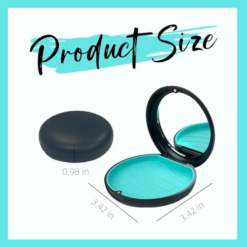 2 Pack Aligner Case with Mirror,Convenient Retainer Case for Invisalign Aligners, Night Guards, and Mouth Guards (1PC Black Cyan+1PC Black Purple)