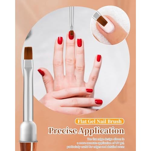 3PCS Nail Art Clean Up Brushes, Round/Angled/flat Acetone Resistant Gel Nail Polish Remover Brush, Nail Brushes for Tidying Up Polish Mishaps on Cuticles, and Nail Art Designs£¨Wood color£©