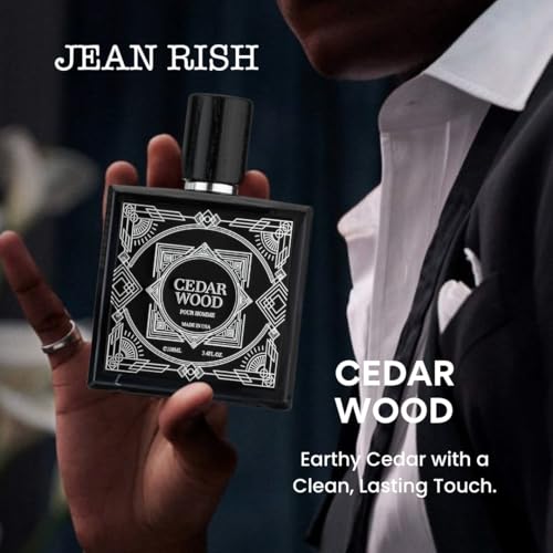 Jean Rish Cedar Wood Eau De Toilette - Perfume for Men (3.4 Fl Oz / 100ml) with Limoncello, Patchouli & Tobacco Notes - Long Lasting and Luxury Fragrance