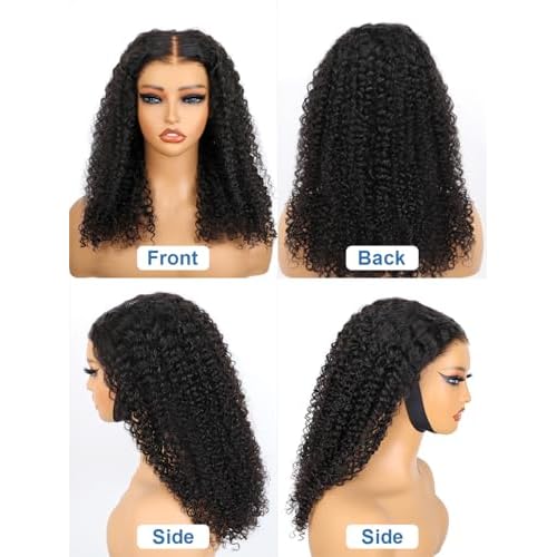 M-Cap Kinky Curly Wear and Go 9x6 Glueless Wigs Human Hair Pre Plucked Pre Cut Pre Bleached Tiny Knots HD Lace Front Wig Human Hair 180% Density Kinky Curly Glueless Wig 20 Inch