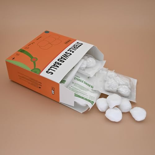 Sterile Cotton Balls for Medical Use, 100% Nonwoven Balls for Sensitive Skin, Sterile Individually Packaged, Size XL (16 Pack/Box)