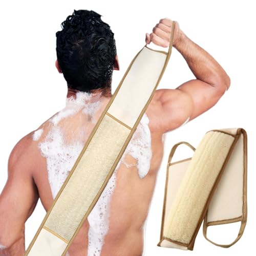Exfoliating Natural Loofah Sponge Back Scrubber for Shower, Exfoliating Sponge for Shower, Bath Shower Scrubber for Men and Women, Luffa Scrubber to Clean Your Back Deeply Relax Your Body (1 Pack)