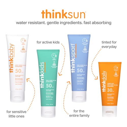 Thinkbaby SPF 50+ Baby Sunscreen, 3 Oz. ? Safe, Natural Mineral Sun Cream for Babies - Water Resistant, Broad Spectrum UVA/UVB Sun Protection ? Vegan Sunscreen for Kids