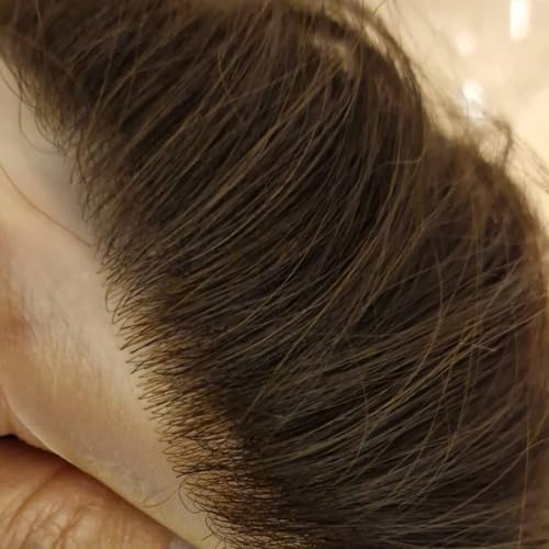 Toupee for Men NLW Human Hair Pieces for men silk straight hair replacemnt system in 10x8" base size V loop PU Thin skin 0.04mm hair prosthesis units patch for man Dark Brown color #2