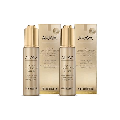 AHAVA Crystal Osmoter X6 Serum Duo Set, 1 Fl.Oz x 2 - Smooth oily lotion with Dead Sea Minerals & Osmoter, to enhance skin radiance, provide firmness and treatment against wrinkles & fine lines