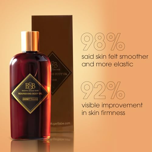 Brown Sugar Babe Sweet Thang Body Oil, Cotton Candy, Lemon and Raspberry Fragrance Oils, Nourishing Oil for Women, Scented Skin Care, Perfume Body-Oil, Paraben Free, Made in USA