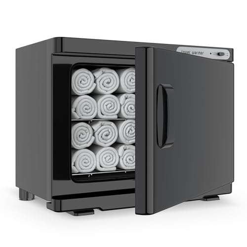 Towel Warmer, 23L Towel Warmer Cabinet Can Hold 32 Wet Facial Towels,Hot Towel Warmer Use for Spa, Hair Beauty, Salon - Black