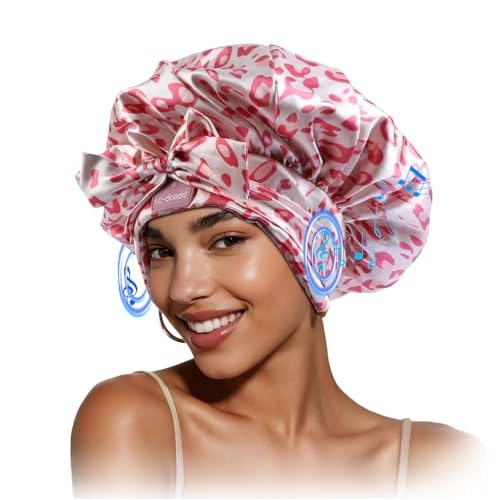 Bluetooth Silk Bonnet for Sleeping Women with Stereo Speaker, Ajustable Sleep Satin Bonnet Ideal Gift for Sleep, Music