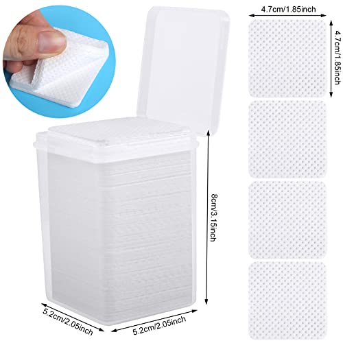 400 Pieces Nail Cotton Pads,1 Pull-Down Pump Dispenser Bottle,Super Absorbent Soft Non-Woven Eyelash Glue Wipes,Nail Polish dehumidifier for Eyelash Extension Products and Nail Oil Bottle(Pink White)