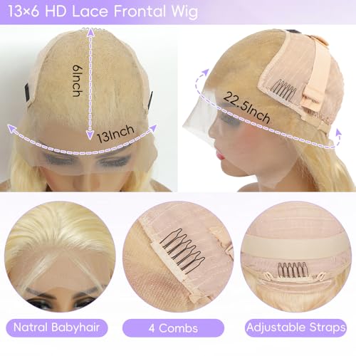 Blonde Wig Human Hair 613 13x6 Lace Front Wig Human Hair 200% Density Blonde Lace Front Wigs Pre Plucked With Baby Hair Body Wave 613 HD Lace Frontal Wigs 36 Inch