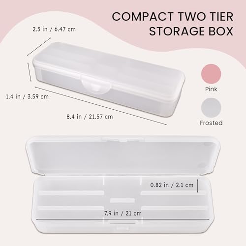 Beauticom Double-Layer Personal Storage Storage Case for Professional Nail Art Pens, Nail Brush, Tools (Frosted White)