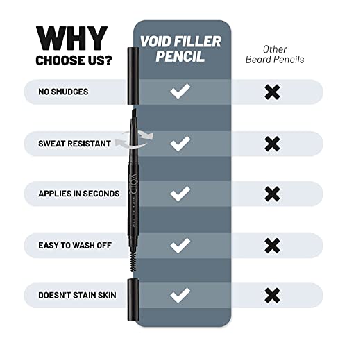 VOID Homme Gray Beard Pencil Filler for Men, Set of 4 - Instantly Covers Bald Spots & Thinning Hair, Waterproof, Sweat & Smudge-proof, Undetectable Hair Loss Solution for Gray Beards, Natural Look