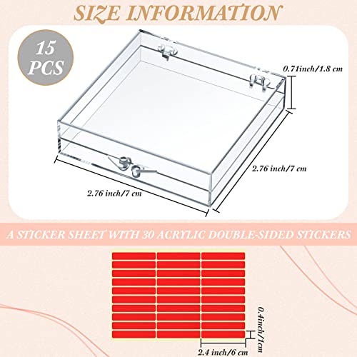 Landhoow 15 Pcs Press On Nail Boxes Nail Display Case with 30 Adhesive Tape, Artificial Press On Nail Container, Acrylic Storage Organizer(Clear)