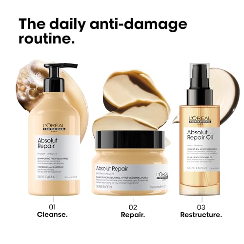 L'Or?al Professionnel Paris Absolut Repair Hair Mask - Nourishing Protein Treatment, Hydrates, Repairs Damage & Adds Shine, For Dry & Damaged Hair
