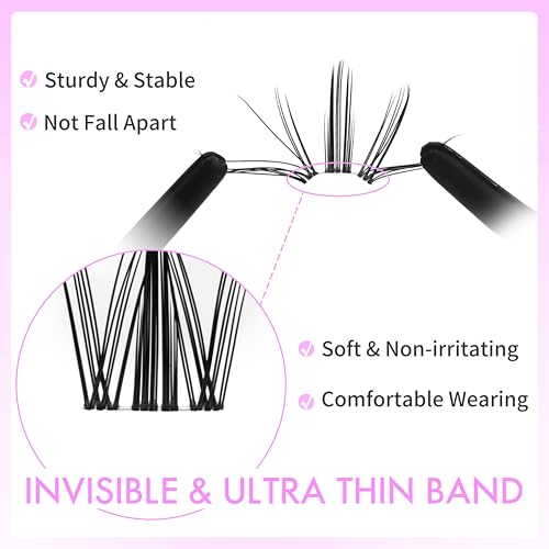 VEYESBEAUTY Lash Clusters Kit Eyelash Extensions Thin & Invisible Band DIY Individual False Eyelashes Newbie's Five-Second Series Wispy Lash Tray for Self-application, Manga Lash 8-16mm Mixed Length