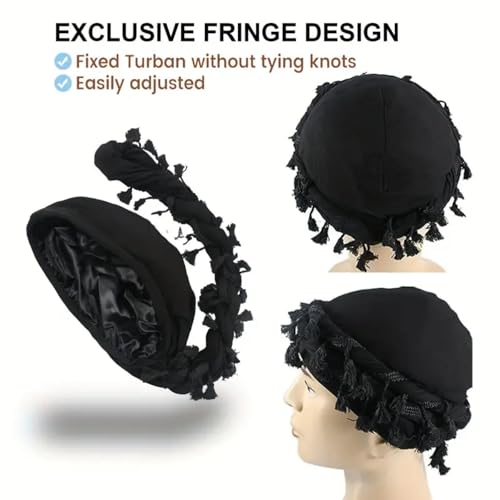 Gturytr Turban for Men Vintage Twist Head Wraps Durag Satin Lined Halo Turban for Women Modal and Satin Scarf Tie