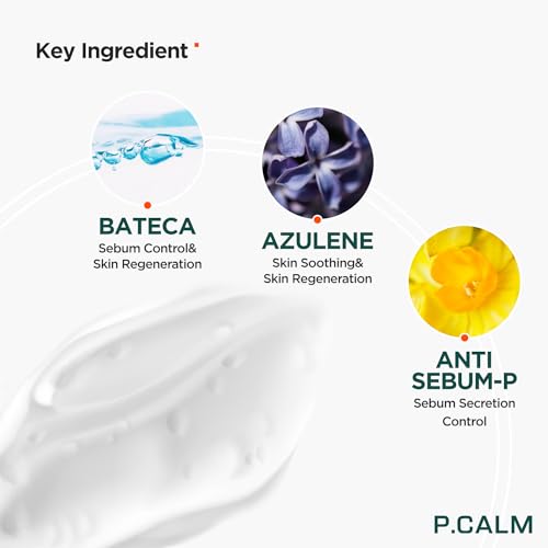 P.CALM Underpore Foam Cleanser ? Azulene for Deep Pore Cleansing, Blackhead & Whitehead Removal, Korean Vegan Facial Wash for Sensitive Skin (250ml / 8.45 fl.oz)